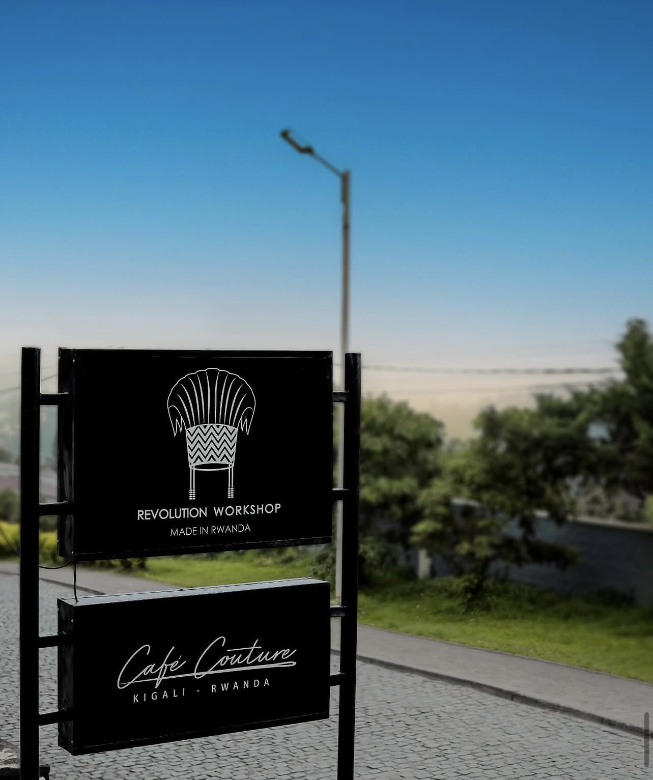 Revolution Workshop – Café Couture sign in Kigali